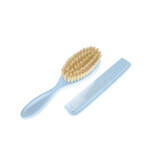 Set spazzola e pettine in pelo naturale, Azzurro, Rotho BabyDesign