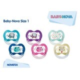 Meerkleurige fopspenen met ring + Steribox, Talia 1, 2 stuks, Baby Nova