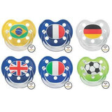 Sucettes orthodontiques en silicone avec anneau Coupe du Monde, taille 2, Baby Nova