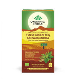 Ceai Tulsi Ashwagandha si Ceai Verde, 25 plicuri, Organic India