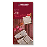 Chocolat blanc bio aux amandes salées et aux cerises, 70 g, Benjamissimo