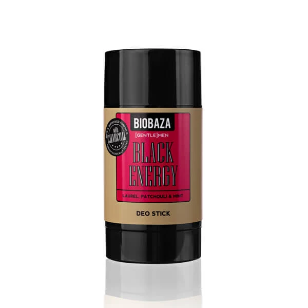 Natuurlijke aluminiumvrije deodorantstick voor mannen met actieve kool en munt, BLACK ENERGY, Biobaza, 50 ml