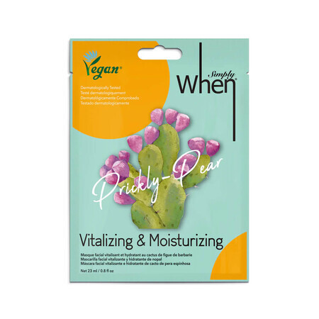 Revitaliserend en hydraterend veganistisch masker met cactusvruchtenextract voor de zeer droge of beschadigde huid, Simply When, 23 ml