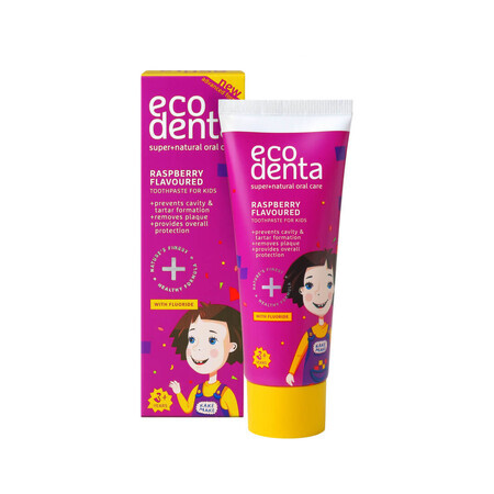 Dentifricio per bambini contro la carie al gusto di lampone, Ecodenta, 75 ml