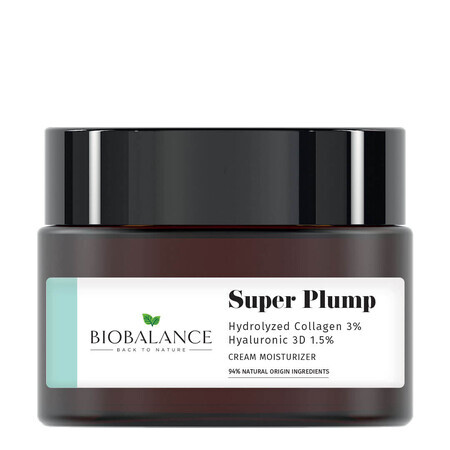 Super Plump Crema antirid intens hidratanta cu Colagen Hidrolizat 3% + Acid Hialuronic 3D 1.5%, Bio Balance, 50 ml