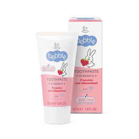 Strawberry flavoured toothpaste, + 6 months, 50 ml, Bebble