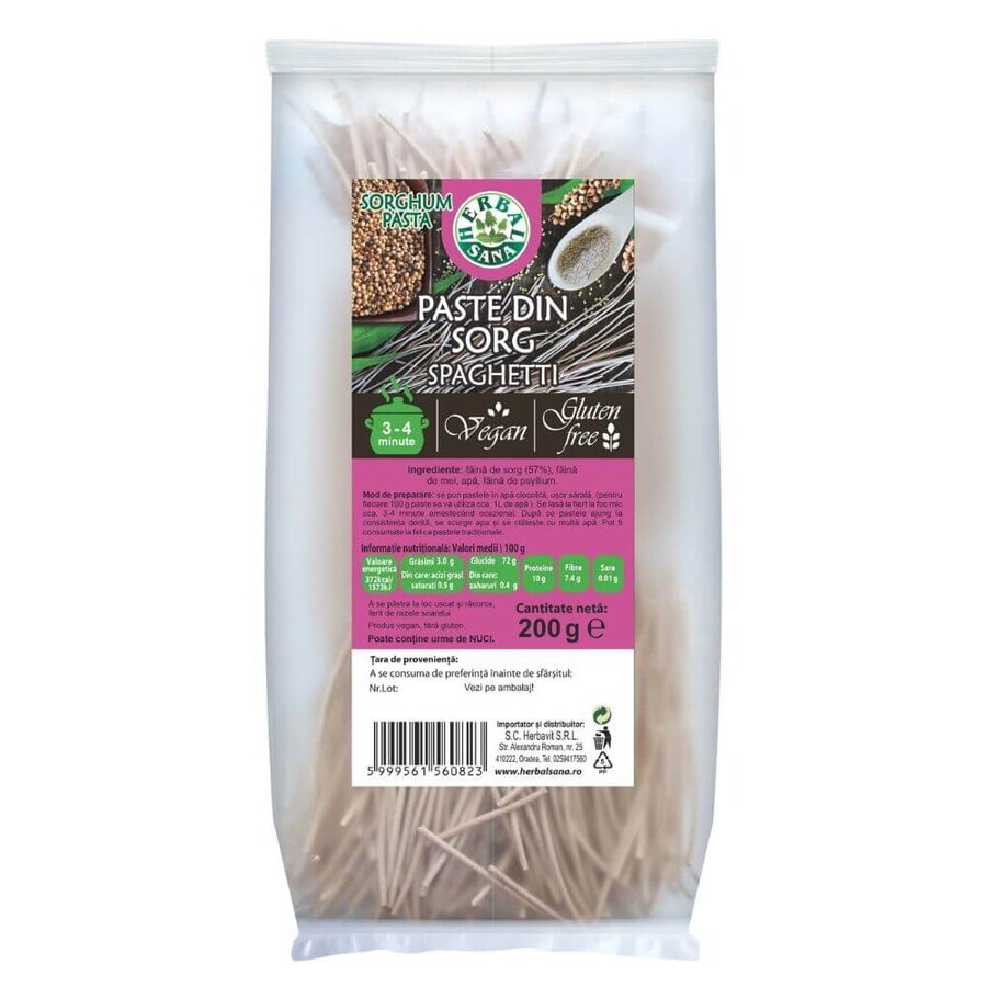 Sorghum-Nudeln, Spaghetti, 200 g, Herbal Sana