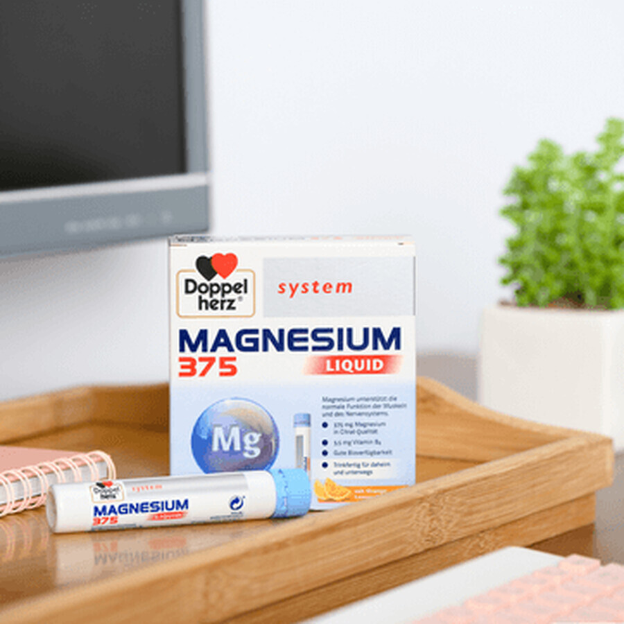 Système de magnésium liquide, 375 mg, 30 flacons, Doppelherz (vegan)