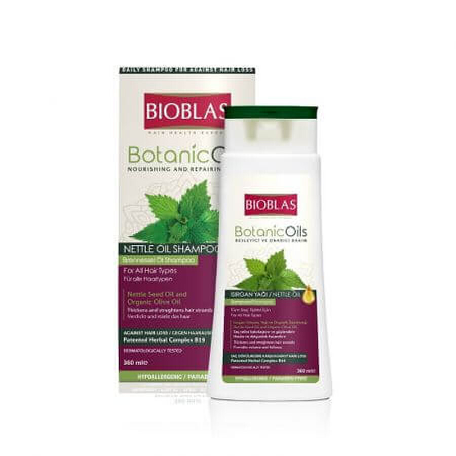 Shampoing pour cheveux Botanics Huiles d'ortie, 360 ml, Bioblas