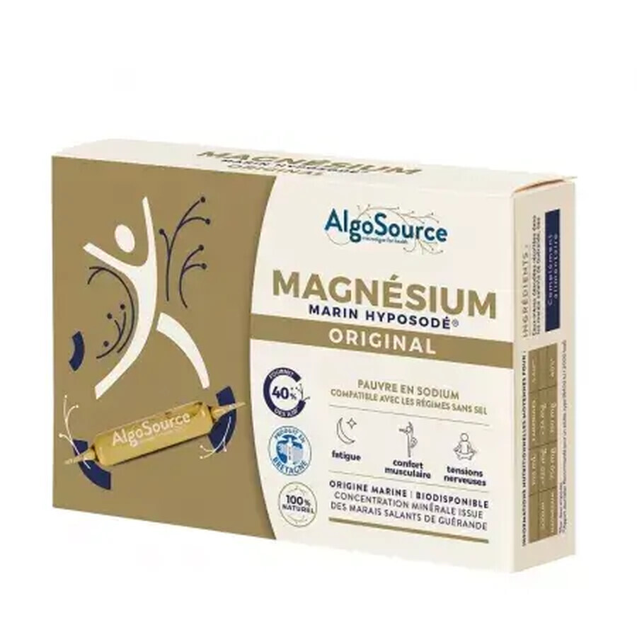 Magnésium marin hyposodique original, 20 flacons, Algosource