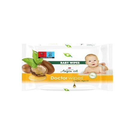 Dr. Wipes ARGAN OIL babydoekjes met deksel, 72 stuks