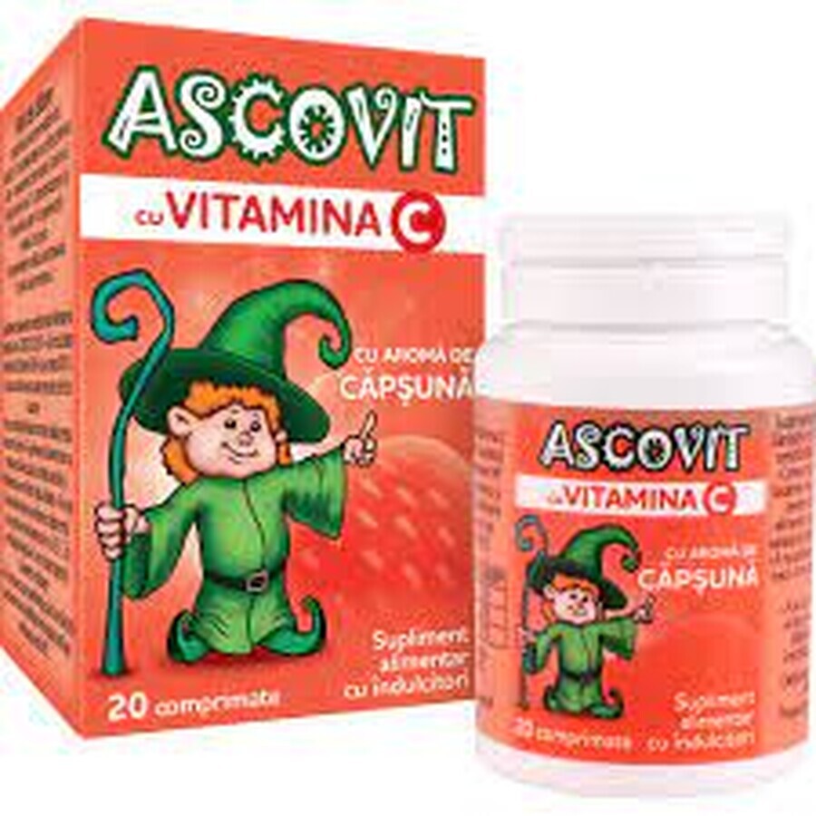 Ascovit met vitamine C aardbeiensmaak, 60 tabletten, Perrigo