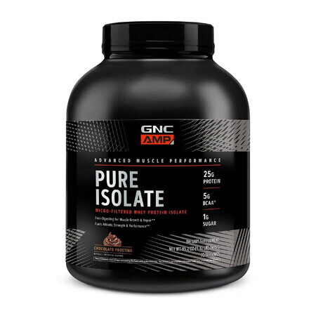 Gnc Amp Pure Isolate, Isolat de protéines de lactosérum avec arôme de chocolat, 2415 g