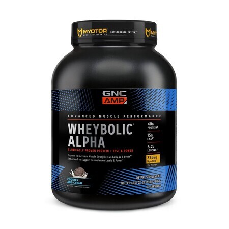 Gnc Amp Wheybolic Alpha Myotor, Proteína de suero de leche con sabor a galleta de nata, 1276 G