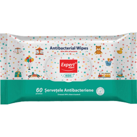 Expert Wipes Antibacterial Wet Wipes for Children, 60 pcs