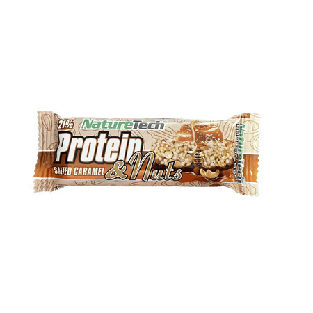 Sugar Free Energy Bar with 21% Protein, Salted Caramel and Nuts, 45 g, Nature Tech