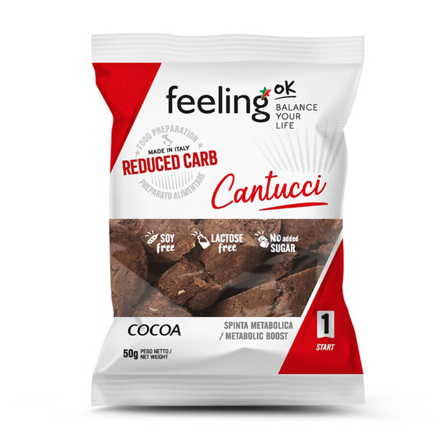 Koolhydraatarme Cantucci Koekjes met Cacao, 50 g, Feeling Ok