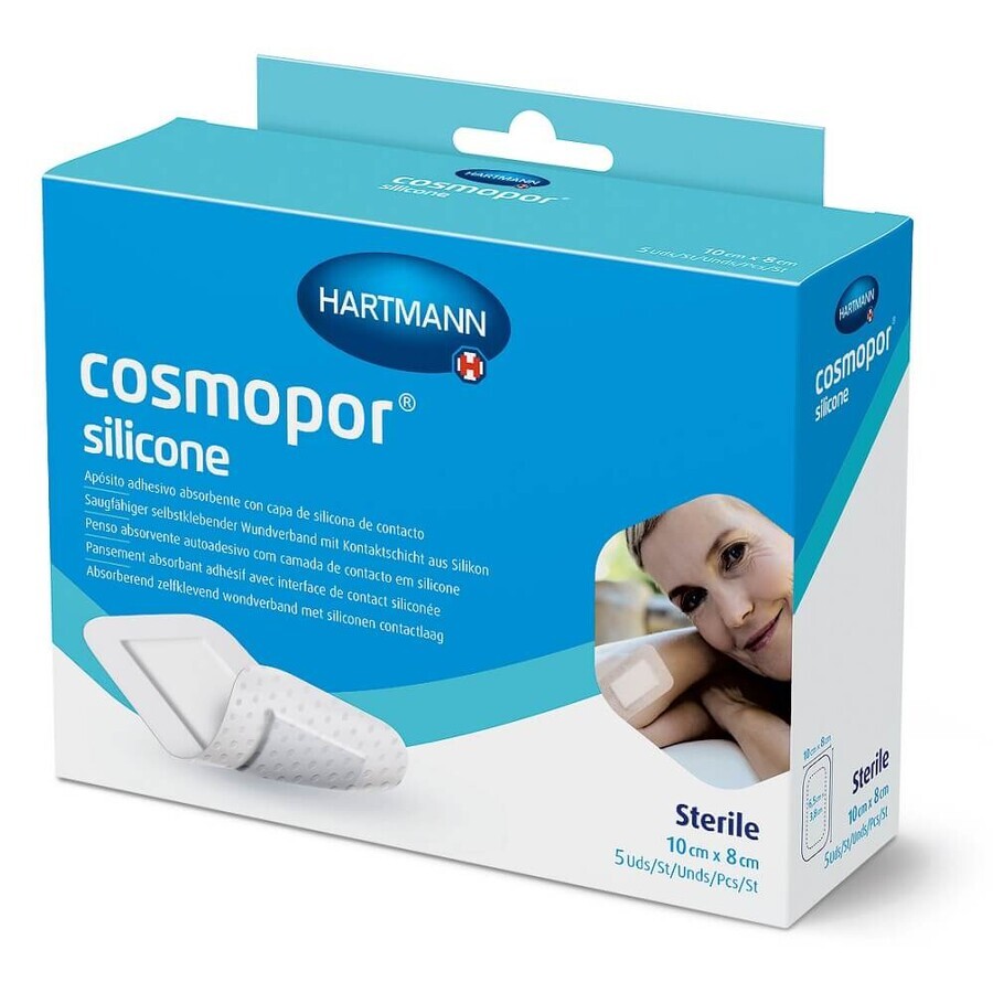 Plasturi autoadezivi Cosmopor Silicone, 10 x 8 cm, 5 bucati, Hartmann