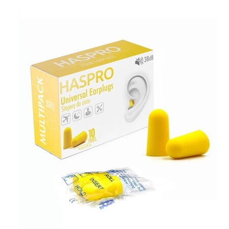 Earplugs set Multi 10, Yellow, 10 pairs, Haspro