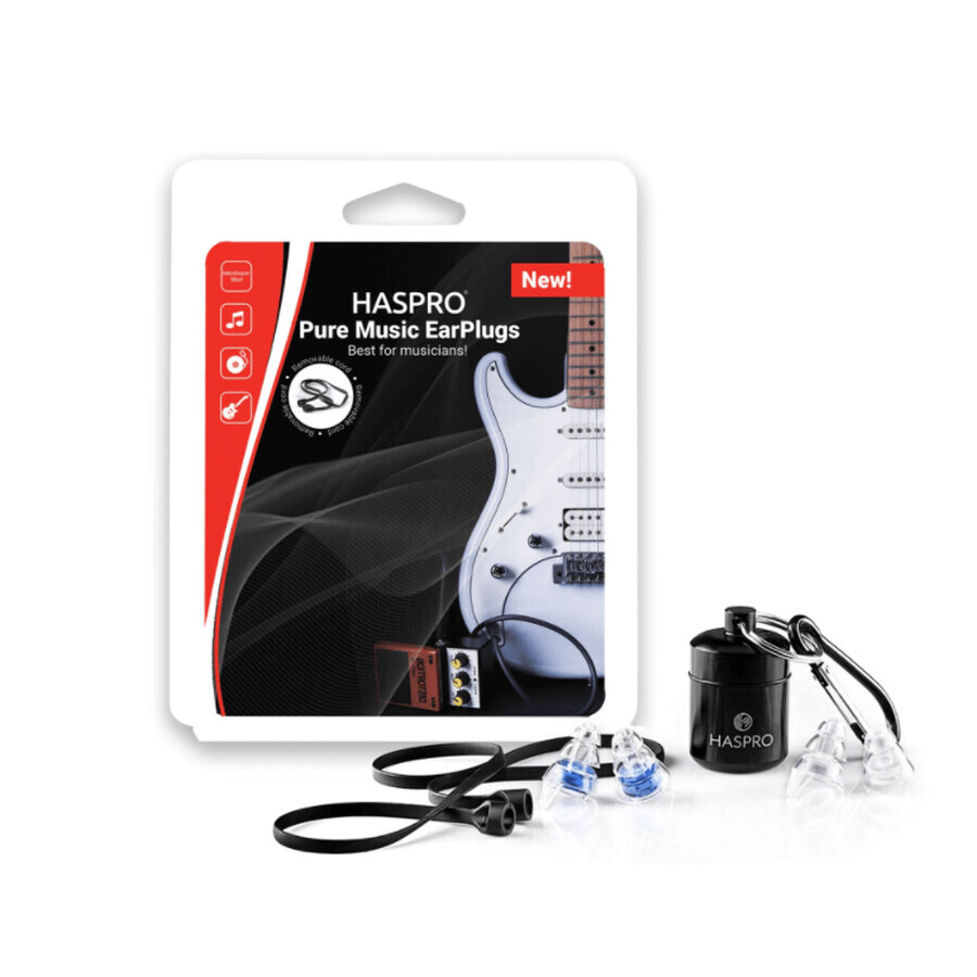 Set di tappi auricolari universali Pure Music, Blu, 4 pezzi, Haspro