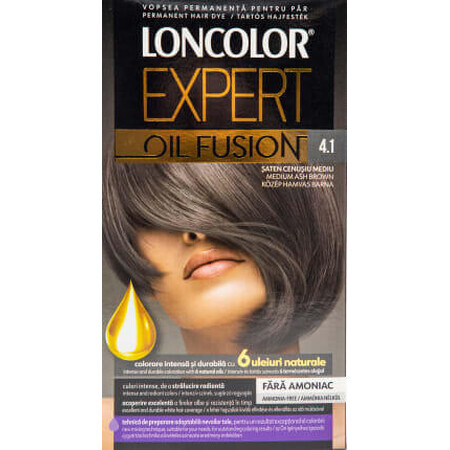 Loncolor Expert Tintura per capelli senza ammoniaca Oil Fusion 4.1 castano grigio medio, 1 pz