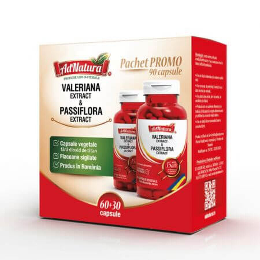 Valerian + Passionflower pack, 60 + 30 capsules, AdNatura