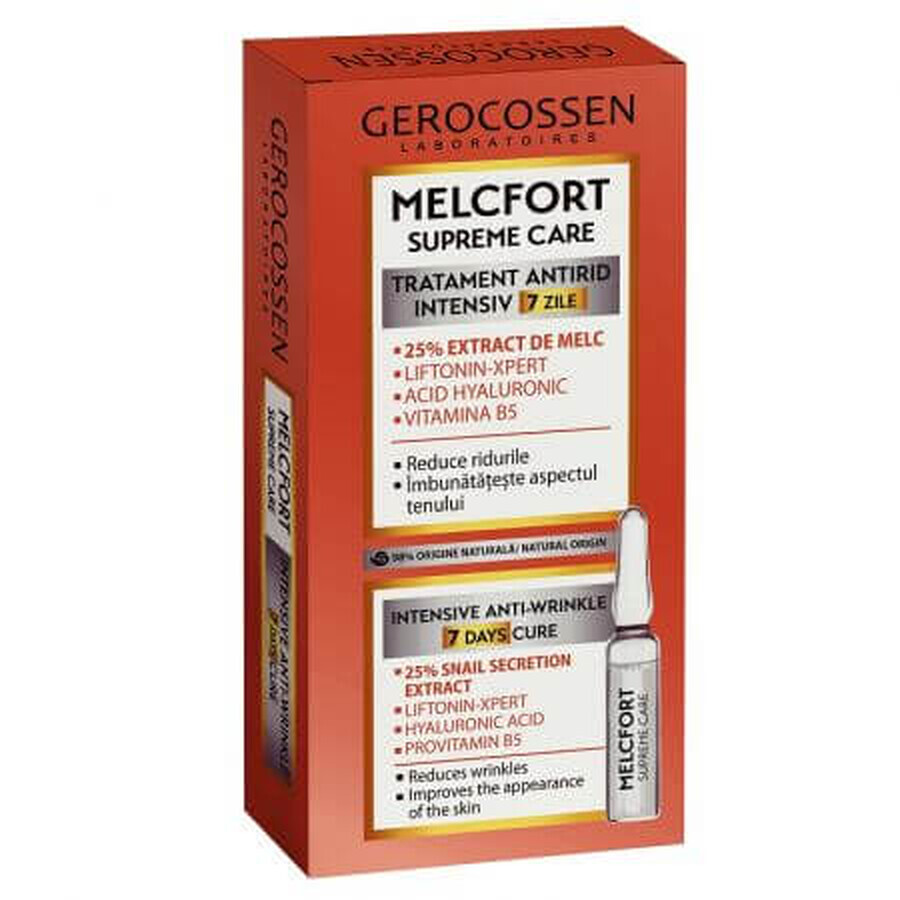 Intensive Anti-Falten-Behandlung mit Schneckenextrakt, Liftonin Xpert Eco, Hyaluronsäure, Pro-Vitamin B5 Melcfort, 7 Fläschchen x 2 ml, Gerocossen