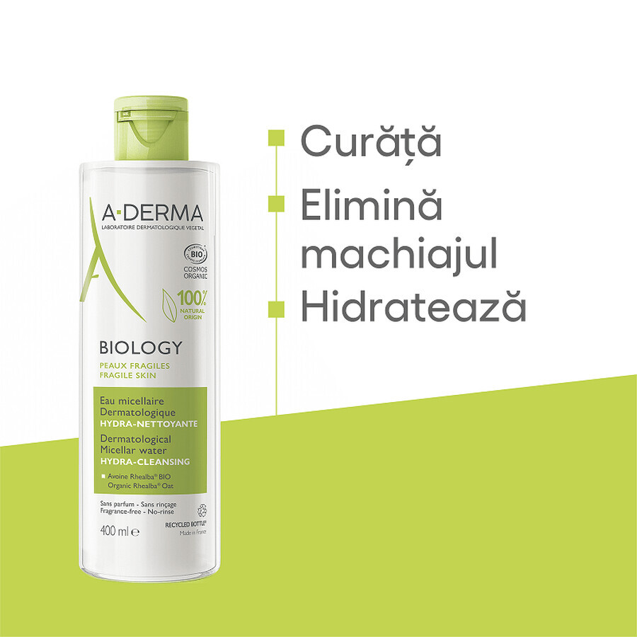 Agua micelar hidratante A-Derma Biology, 400 ml