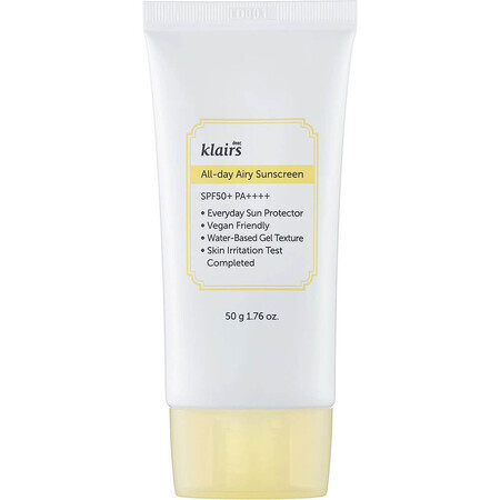 PA++++ All-day Airy Sunscreen Gezichtscrème SPF 50+, 50 ml, Klairs