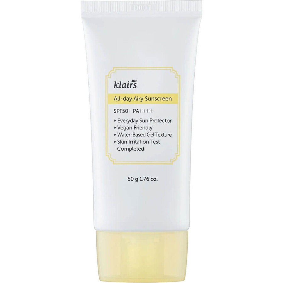 PA++++ All-day Airy Sunscreen Gezichtscrème SPF 50+, 50 ml, Klairs