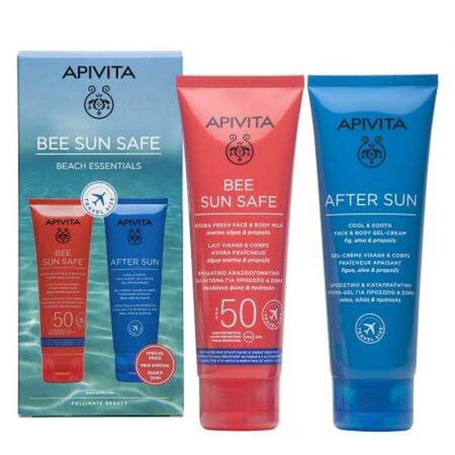 Confezione Bee Sun Safe Latte corpo SPF50 & Gel-crema dopo sole, Apivita