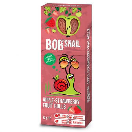 Appel- en aardbeienbroodje naturel, 30 g, Bob Slak