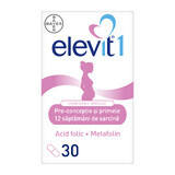 Elevit 1, Multivitaminen voor Preconceptie en Zwangerschap - Eerste Trimester van de Zwangerschap, 30 tabletten, Bayer