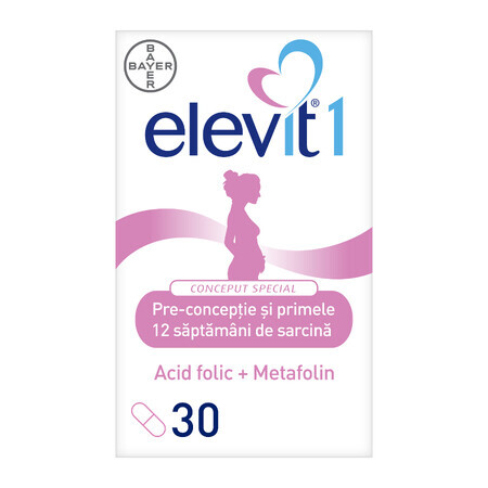 Elevit 1, Multivitaminen voor Preconceptie en Zwangerschap - Eerste Trimester van de Zwangerschap, 30 tabletten, Bayer