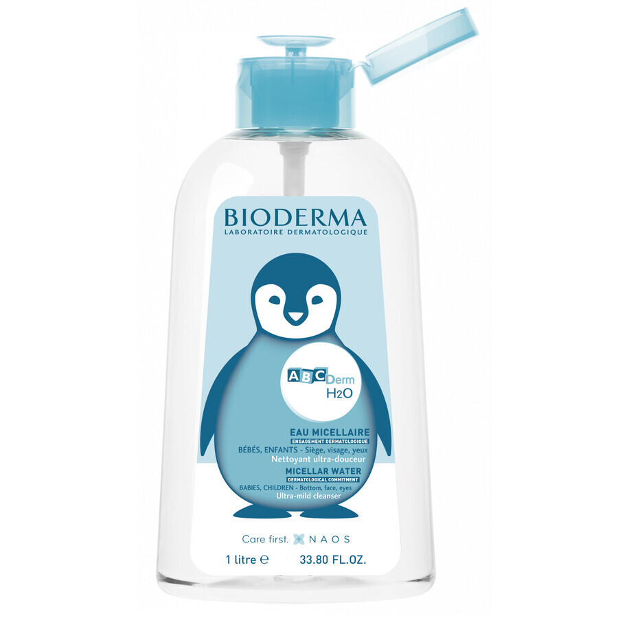 Bioderma ABCDerm H2O micellaire oplossing met omgekeerde pomp, 1000 ml