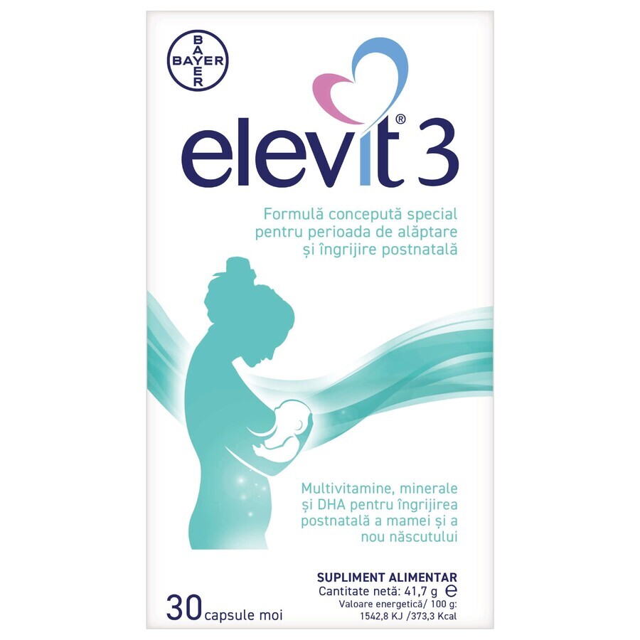 Elevit 3 Multivitamines Post-partum & Allaitement, 30 gélules, Bayer