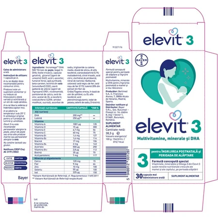 Elevit 3 multivitamins for the postnatal and breastfeeding period, 30 capsules, Bayer