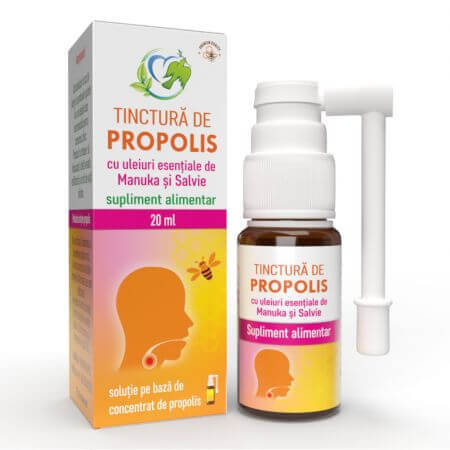 Propolis tinctuur met manuka en salie essentiële oliën, 20 ml, Justin Pharma