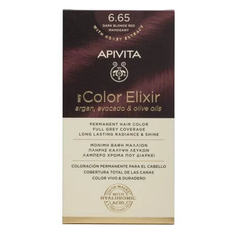 Hair dye My Color Elixir Dark Blonde Intense Red Mahogany 6.65, 155 ml, Apivita