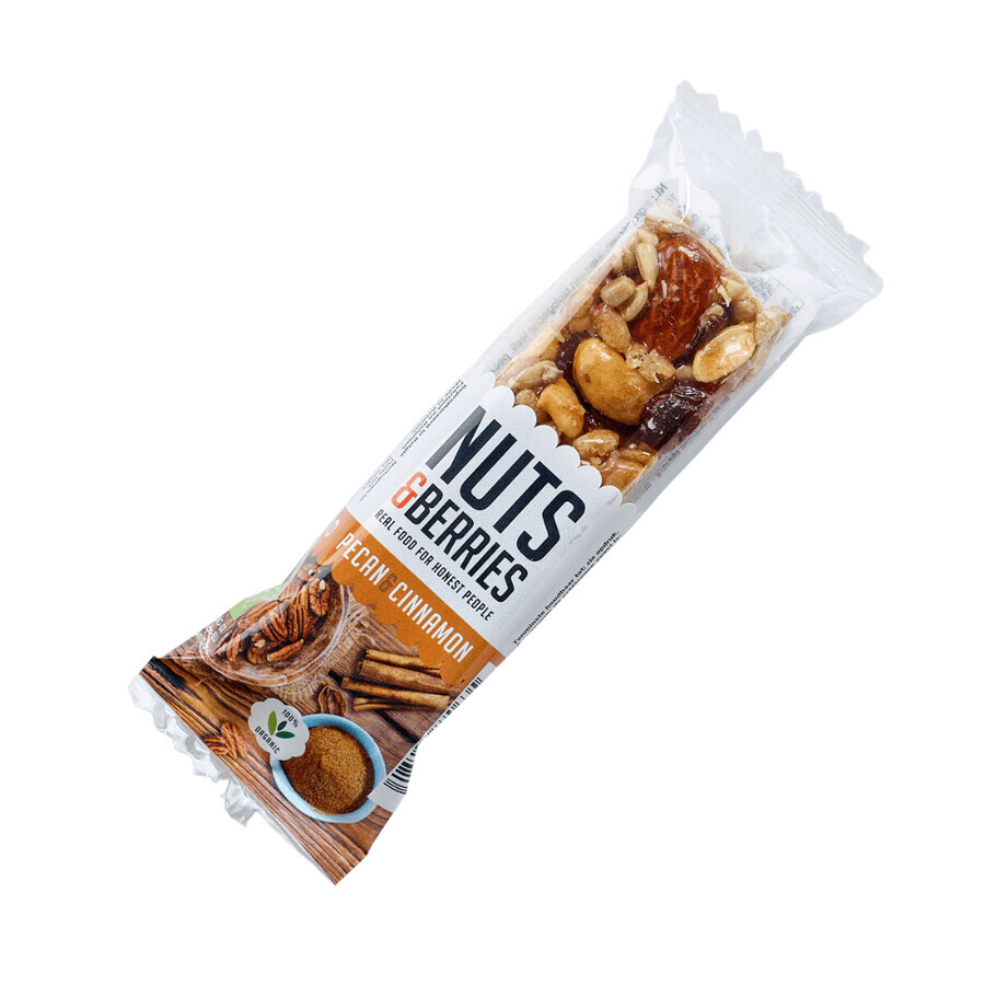 Barrita crujiente ecológica con nueces y canela, 30 g, Nutsandberries