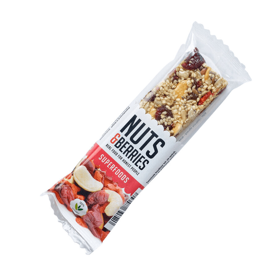 Bio-Superfoods Knusperriegel mit Nüssen, Physalis und Goji, 40 g, Nutsandberries