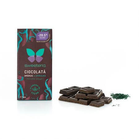 Bittere chocolade met spirulina, 100 gr, Sweeteria