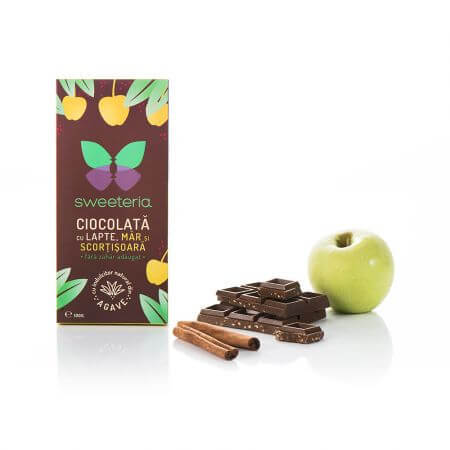 Chocolat au lait, pomme et cannelle, 100 gr, Sweeteria