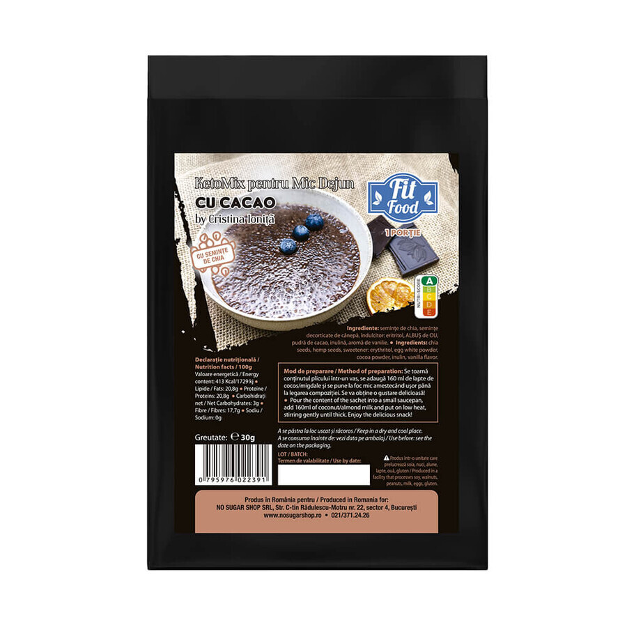 Colazione Ketomix al Cacao, 30 g, Fit Food