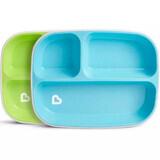 Set van 2 Splash borden met vakverdeling, Blauw/Groen, Munchkin