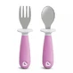 Verhoogde baby vork en lepel set, 12 maanden +, Paars, Munchkin
