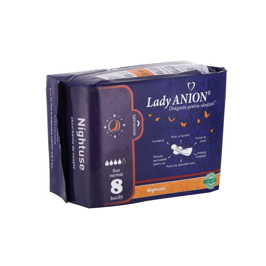 Absorbent Nightuse 4 drops, 8 pieces, Lady Anion