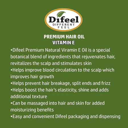 Difeel 99% Natuurlijke Premium Haarbehandelingsolie met Vitamine E, 75 ml