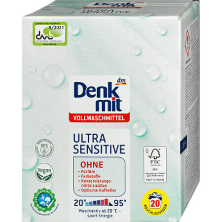 Denkmit White Suet Detergent Powder 20sp, 1,35 Kg