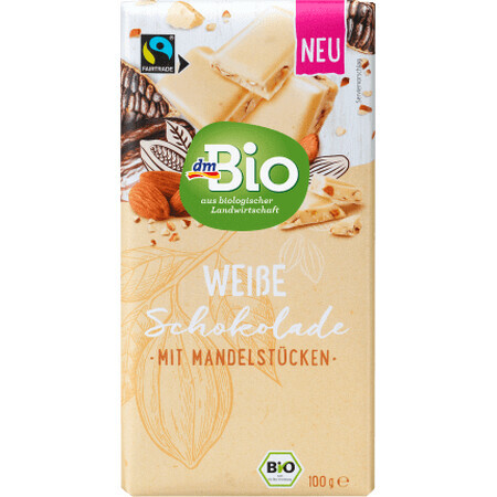 DmBio Witte chocolade met amandelen, 100 g